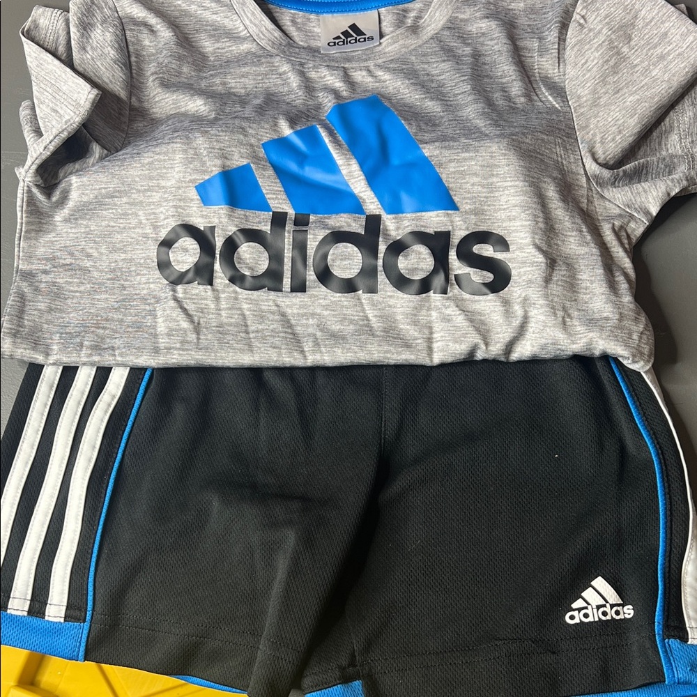 Adidas Kids Blue and Gray shorts set. Size: 6 - Picture 4 of 5